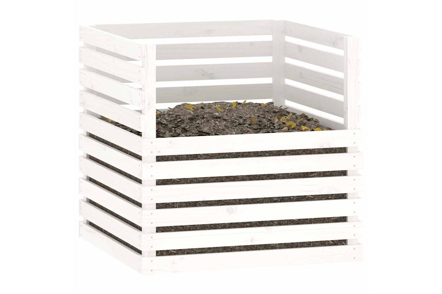 vidaXL 822188 Composter White 80x80x78cm Solid Wood Pine-3