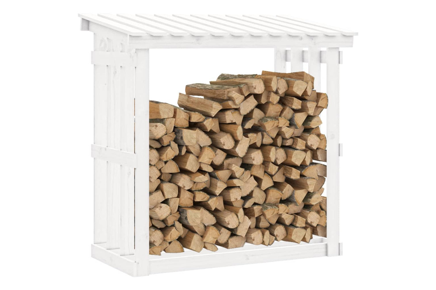 vidaXL 822428 Firewood Rack White 108x64.5x109cm Solid Wood Pine-3