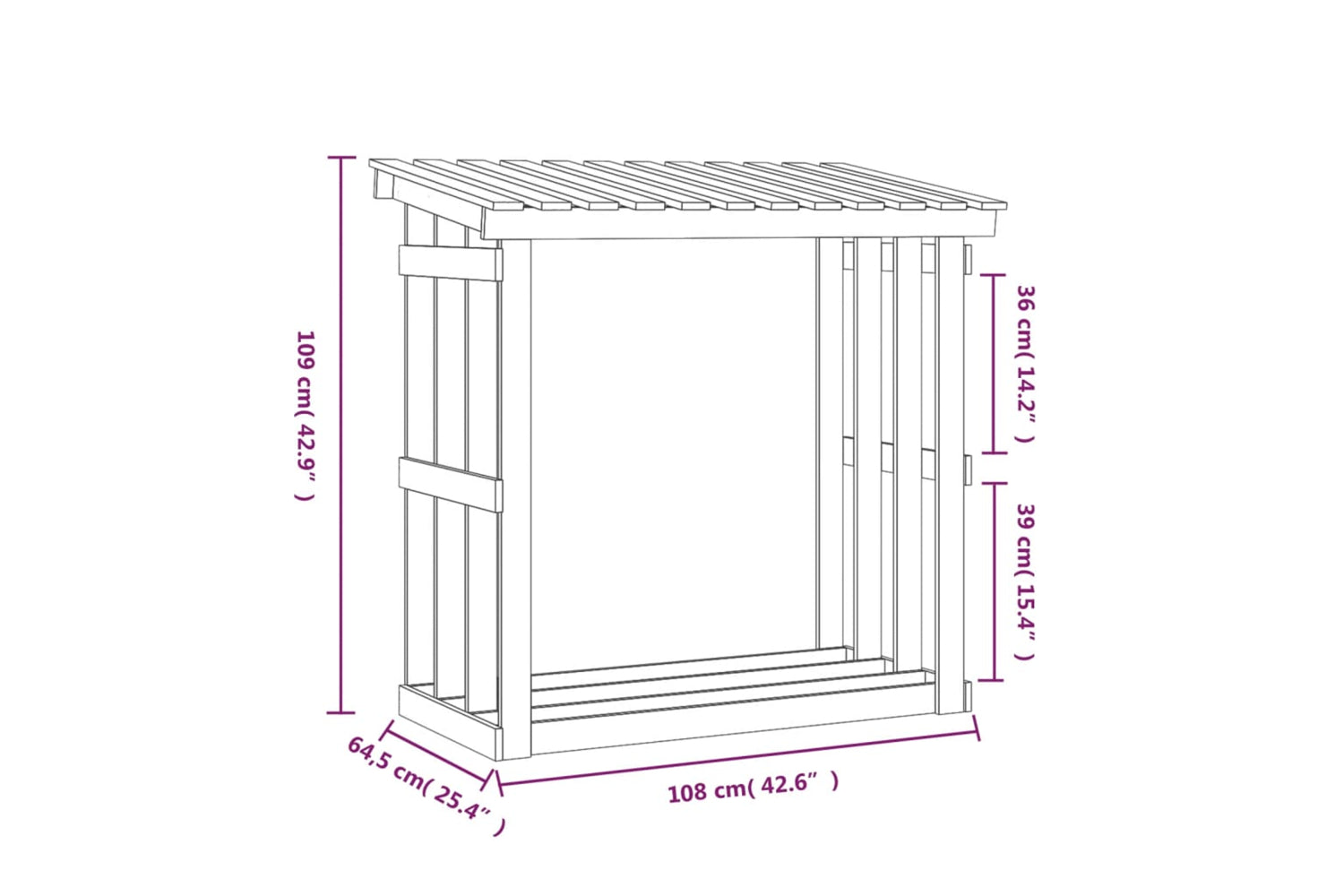 vidaXL 822428 Firewood Rack White 108x64.5x109cm Solid Wood Pine-7