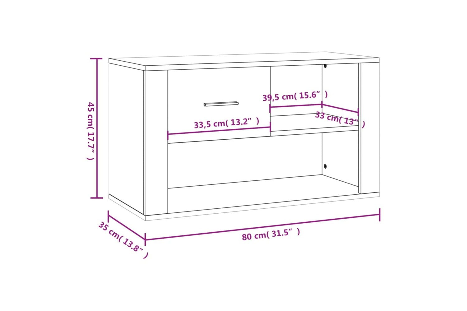 vidaXL 816752 Shoe Cabinet White 80x35x45cm Engineered Wood-8