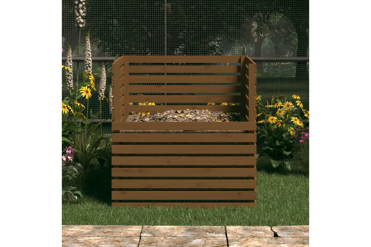 vidaXL 822195 Composter Honey Brown 100x100x102cm Solid Wood Pine-2