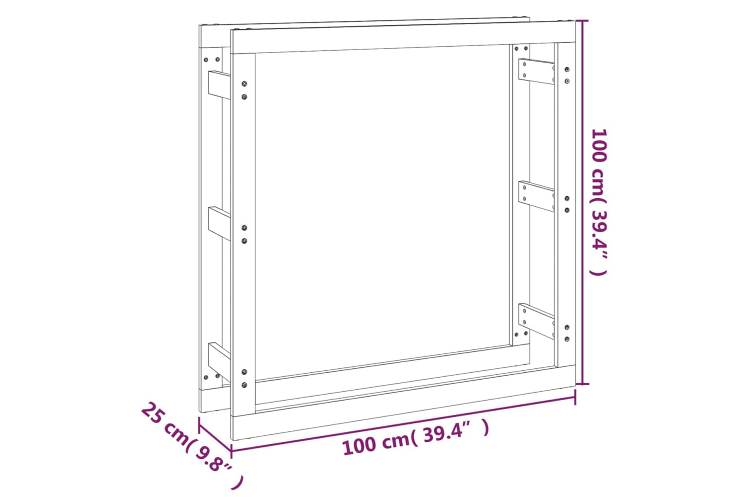vidaXL 822424 Firewood Rack Grey 100x25x100cm Solid Wood Pine-7