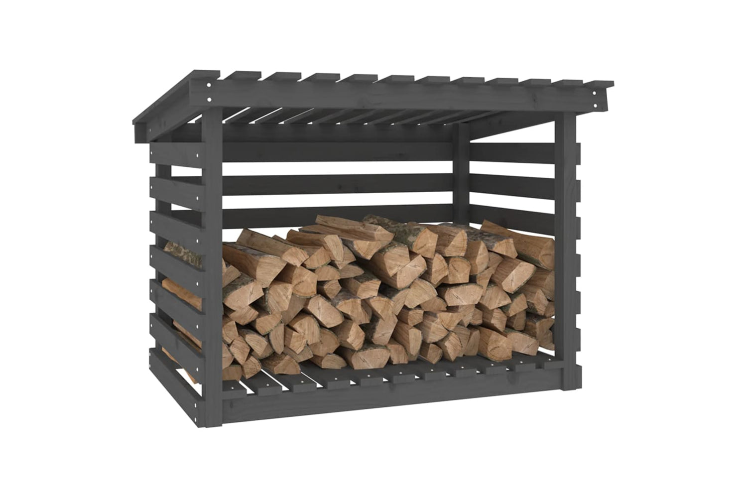 vidaXL 822229 Firewood Rack Grey 108x73x79cm Solid Wood Pine-3