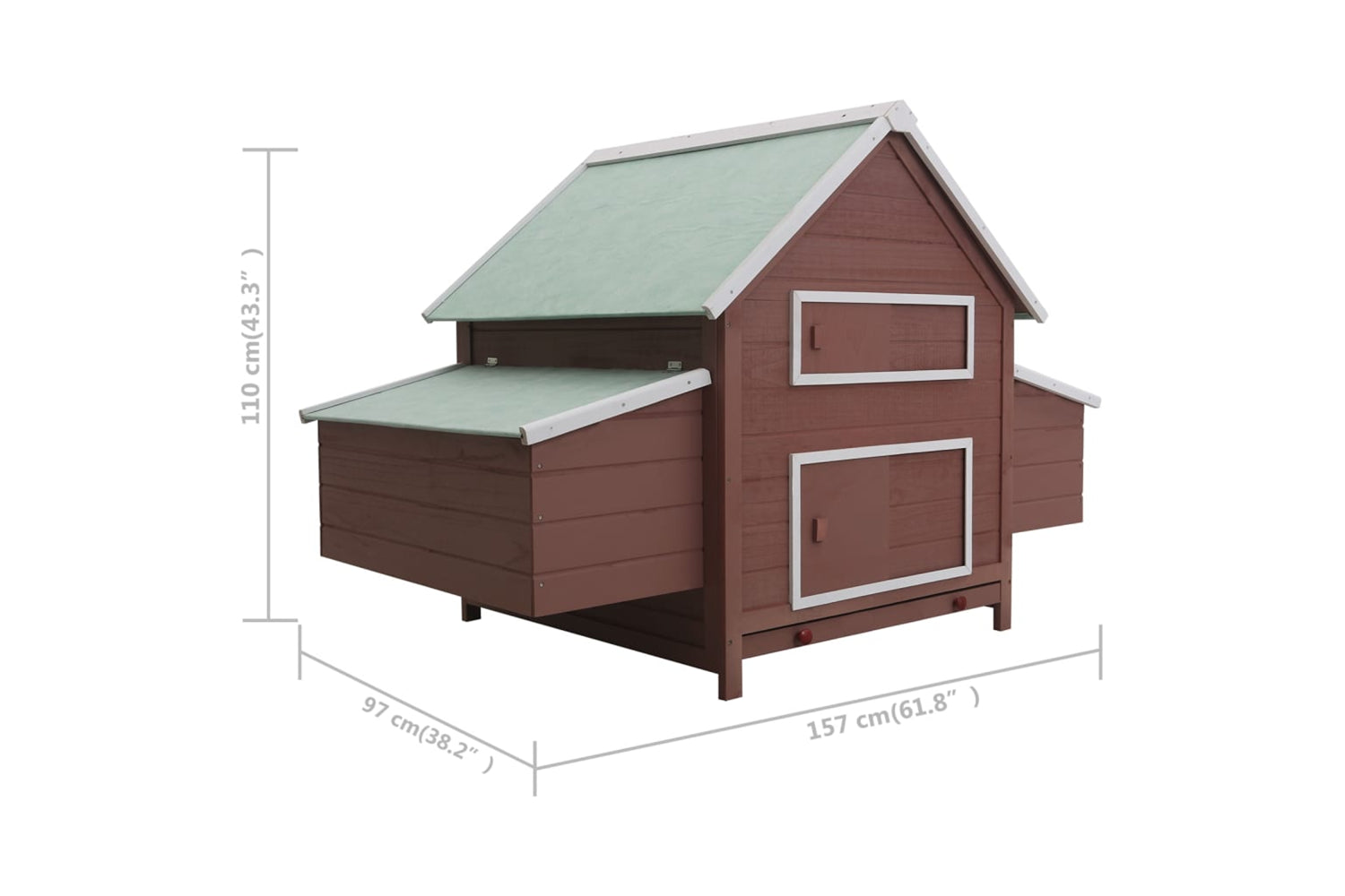 vidaXL 170856 Chicken Coop Brown 157x97x110cm Wood-6