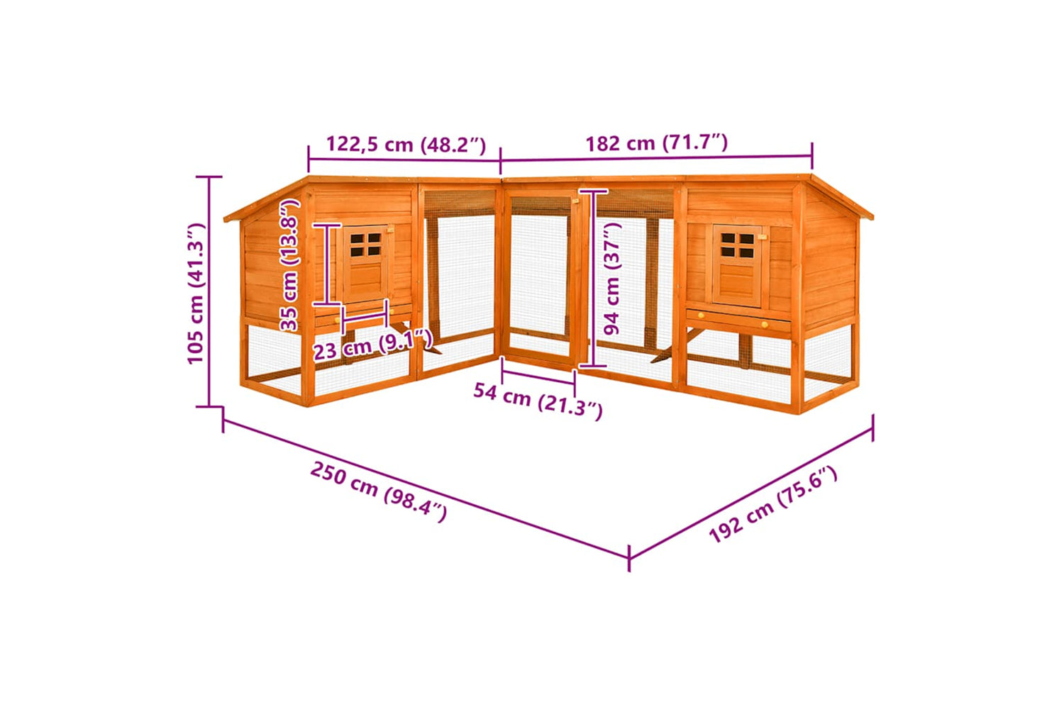 Vidaxl 170872 Outdoor Rabbit Hutch With Run Brown Solid Fir Wood-9