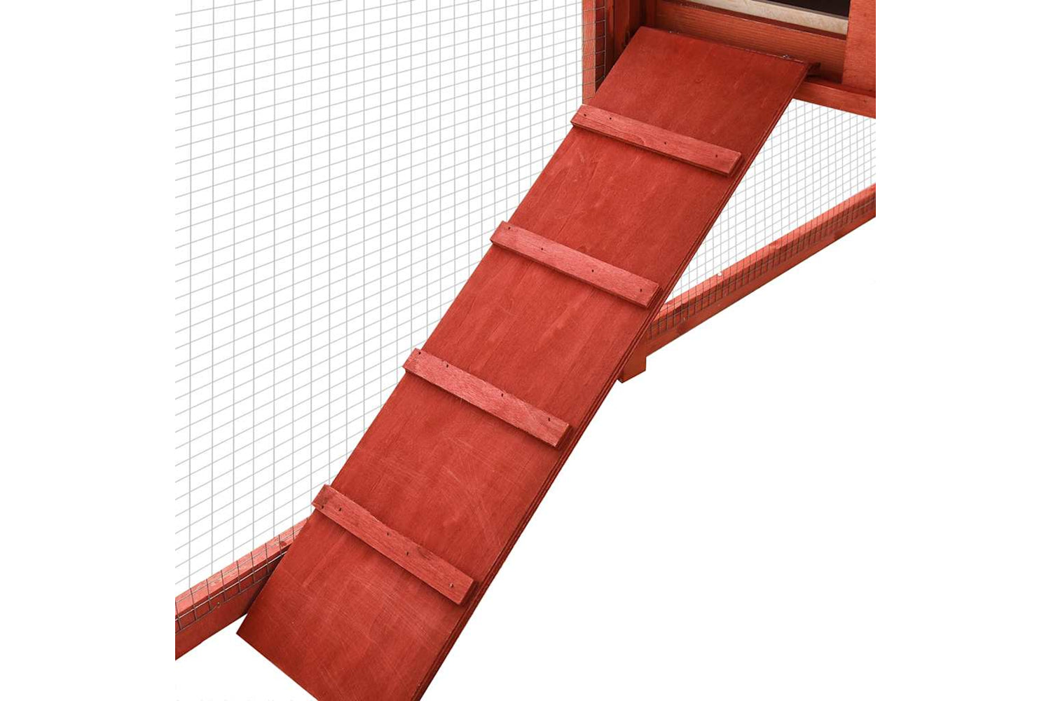 Vidaxl 170875 Outdoor Rabbit Hutch With Run Red And White Solid Fir Wood-6