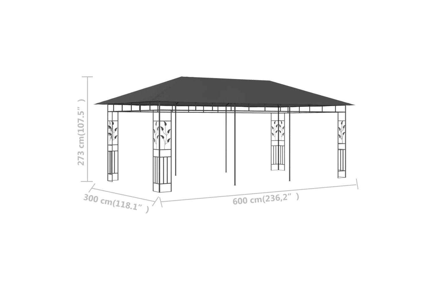 Vidaxl 47974 Gazebo With Mosquito Net 6x3x2.73 M Anthracite-6