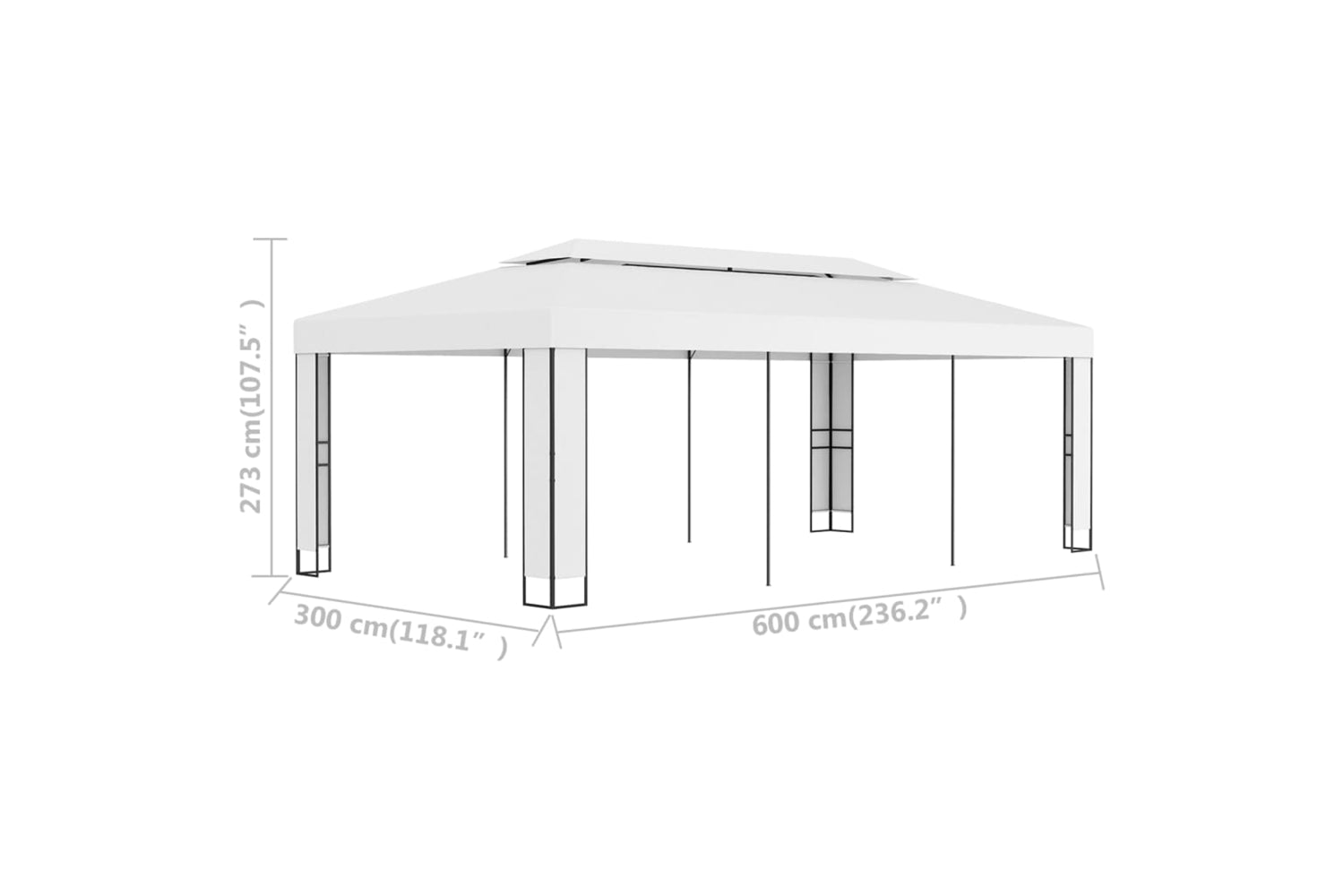 Vidaxl 47951 Gazebo With Double Roof 3x6 M White-6