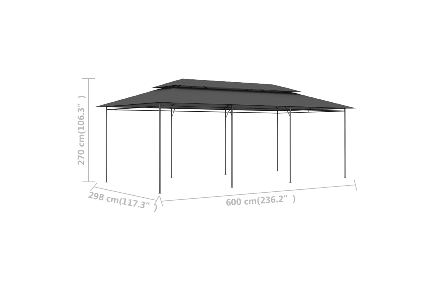 vidaXL 47965 Gazebo 600x298x270cm Anthracite-6