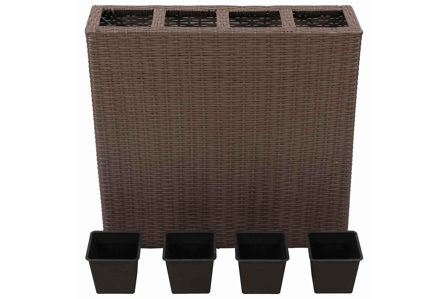 Vidaxl 279083 Garden Raised Bed With 4 Pots 2 Pcs Poly Rattan Brown(2x41085)-4