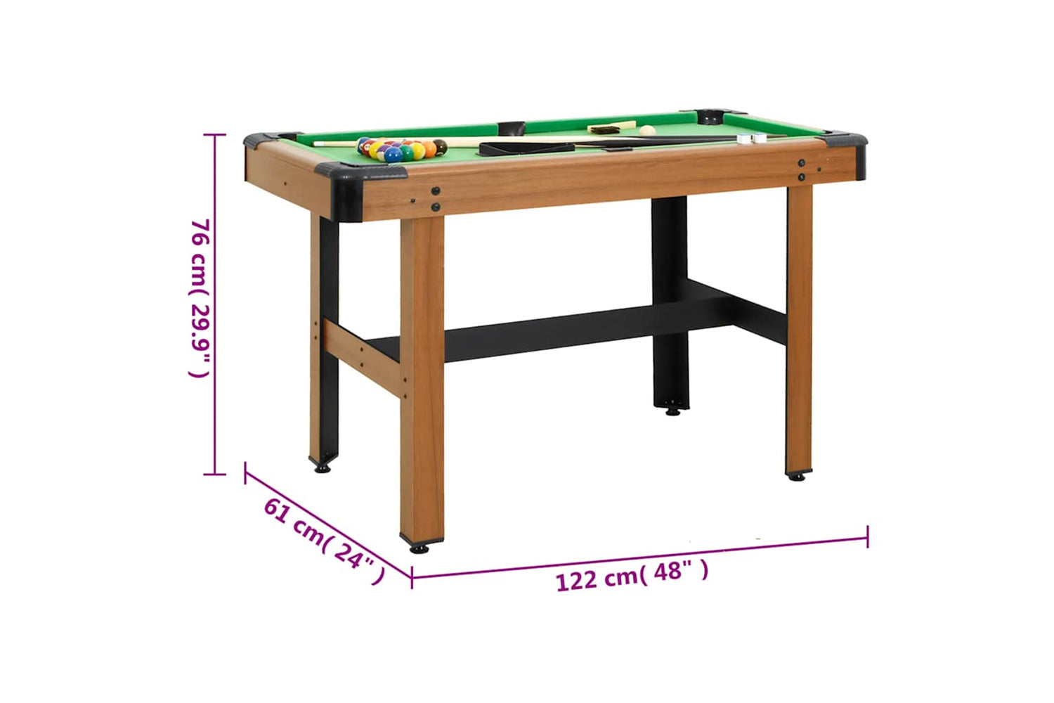 Vidaxl 4 Feet Billiard Table 122x61x76 Cm Brown-8