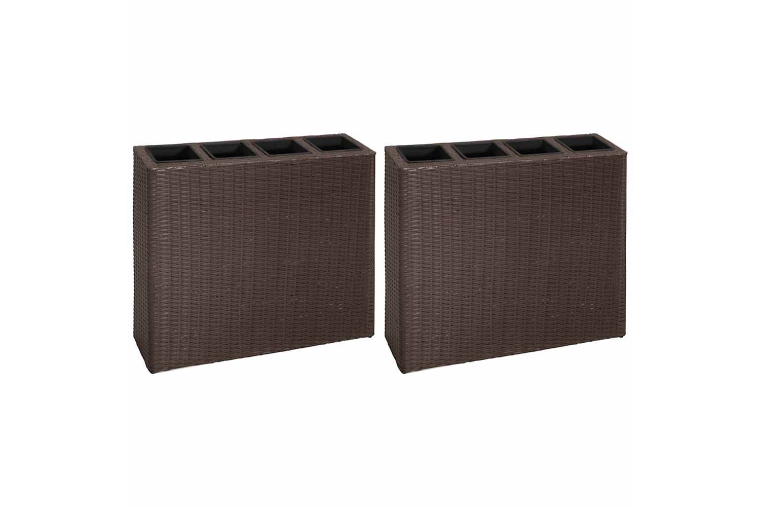 Vidaxl 279083 Garden Raised Bed With 4 Pots 2 Pcs Poly Rattan Brown(2x41085)