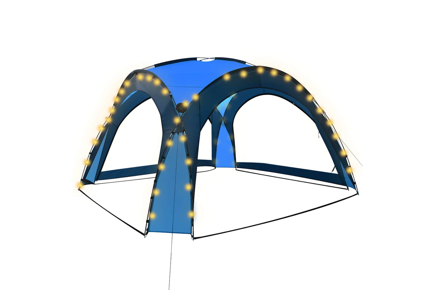 Vidaxl Party Tent With Led And 4 Sidewalls 3.6x3.6x2.3 M Blue