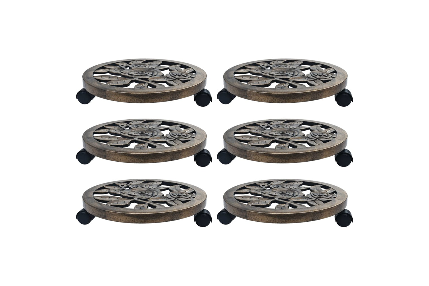 vidaXL 48229 Plant Trolleys 6 Pcs Bronze 38cm Plastic
