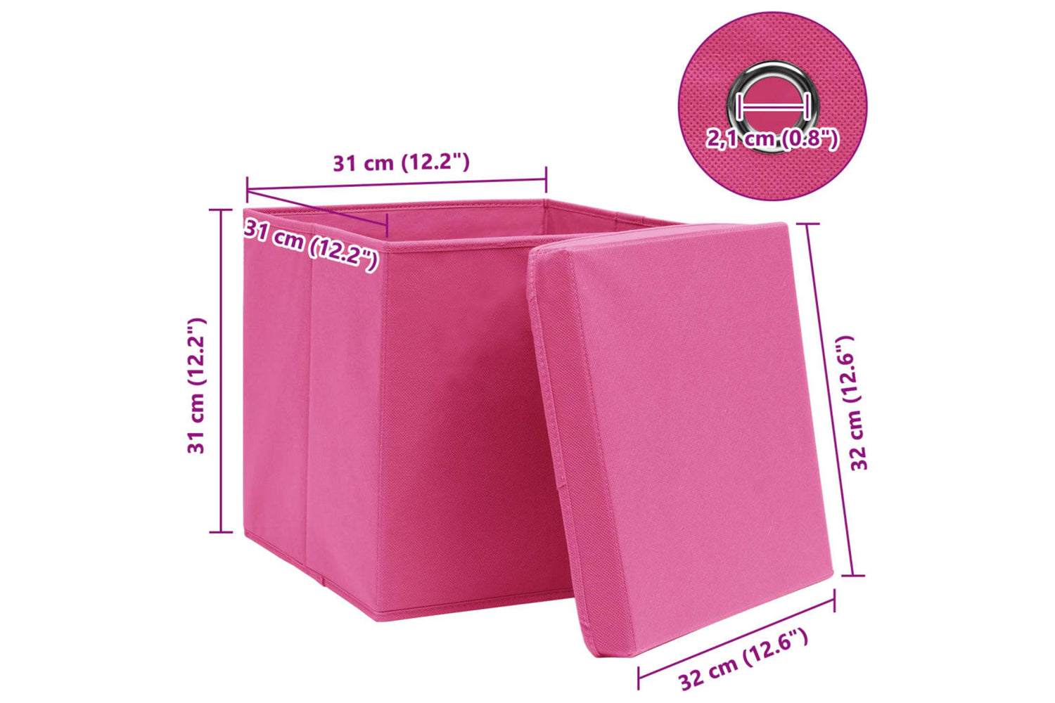 Vidaxl 288348 Storage Boxes With Lids 10 Pcs Pink 32x32x32 Cm Fabric-6