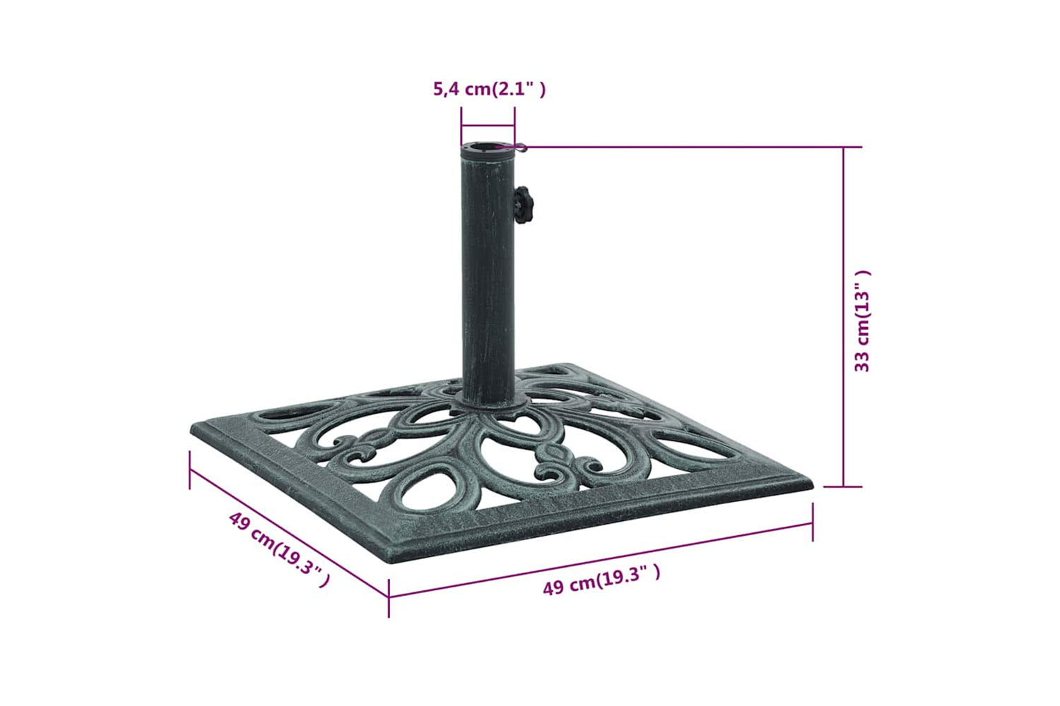 vidaXL 47866 Umbrella Base Green 12 Kg 49cm Cast Iron-9