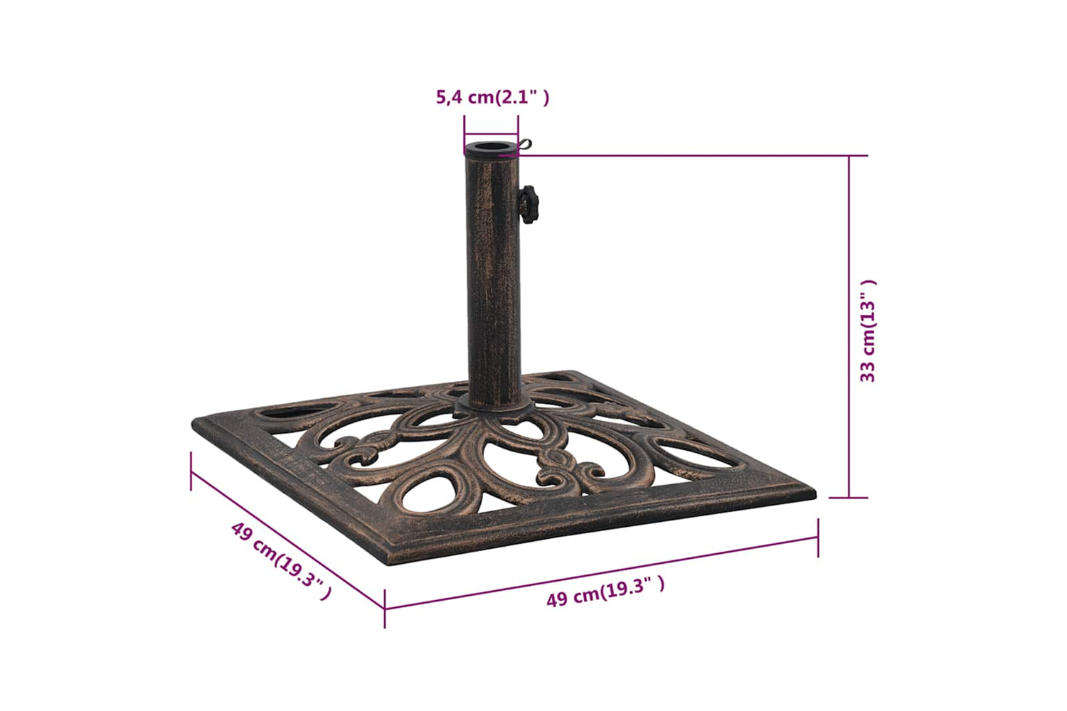 vidaXL 47868 Umbrella Base Bronze 12 Kg 49cm Cast Iron-8