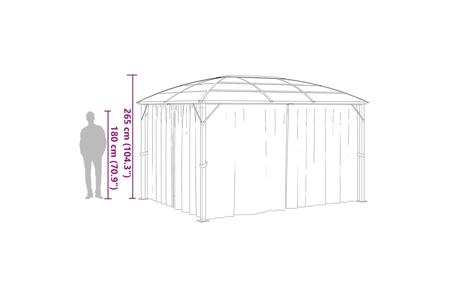 vidaXL 48601 Gazebo With Curtains 400x300x265cm Anthracite-8