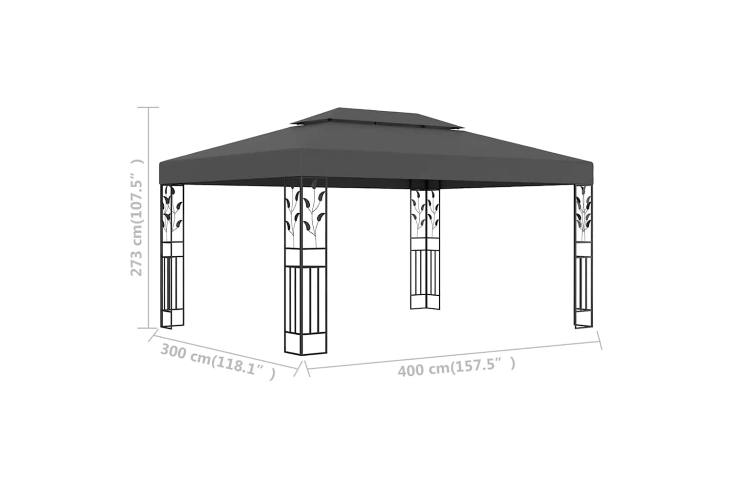 Vidaxl 48031 Gazebo With Double Roof 3x4m Anthracite-6