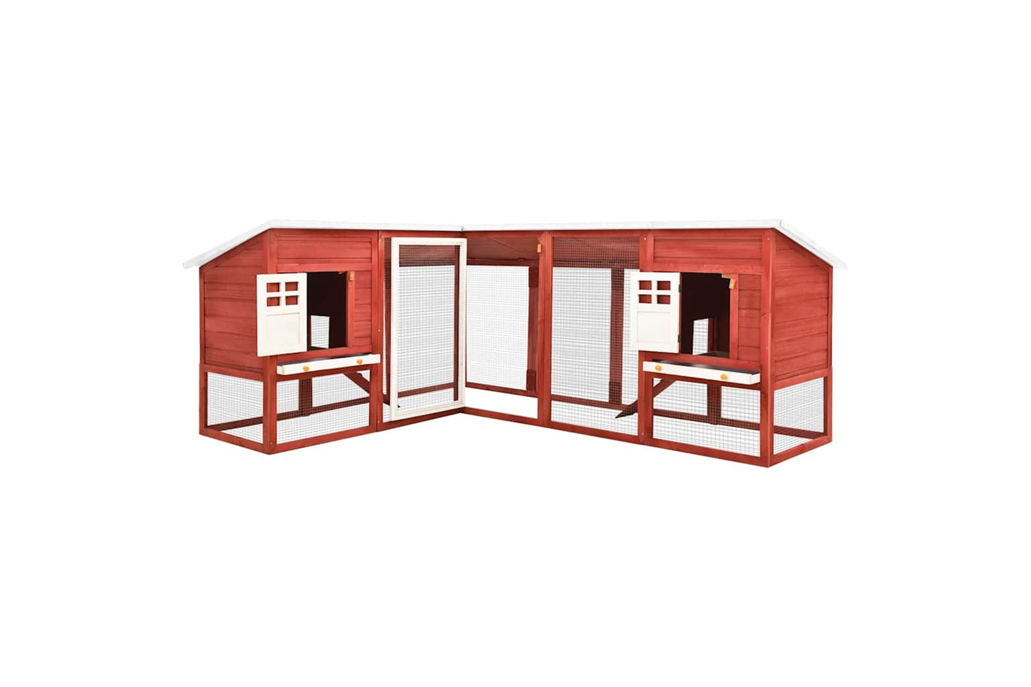 Vidaxl 170875 Outdoor Rabbit Hutch With Run Red And White Solid Fir Wood-2