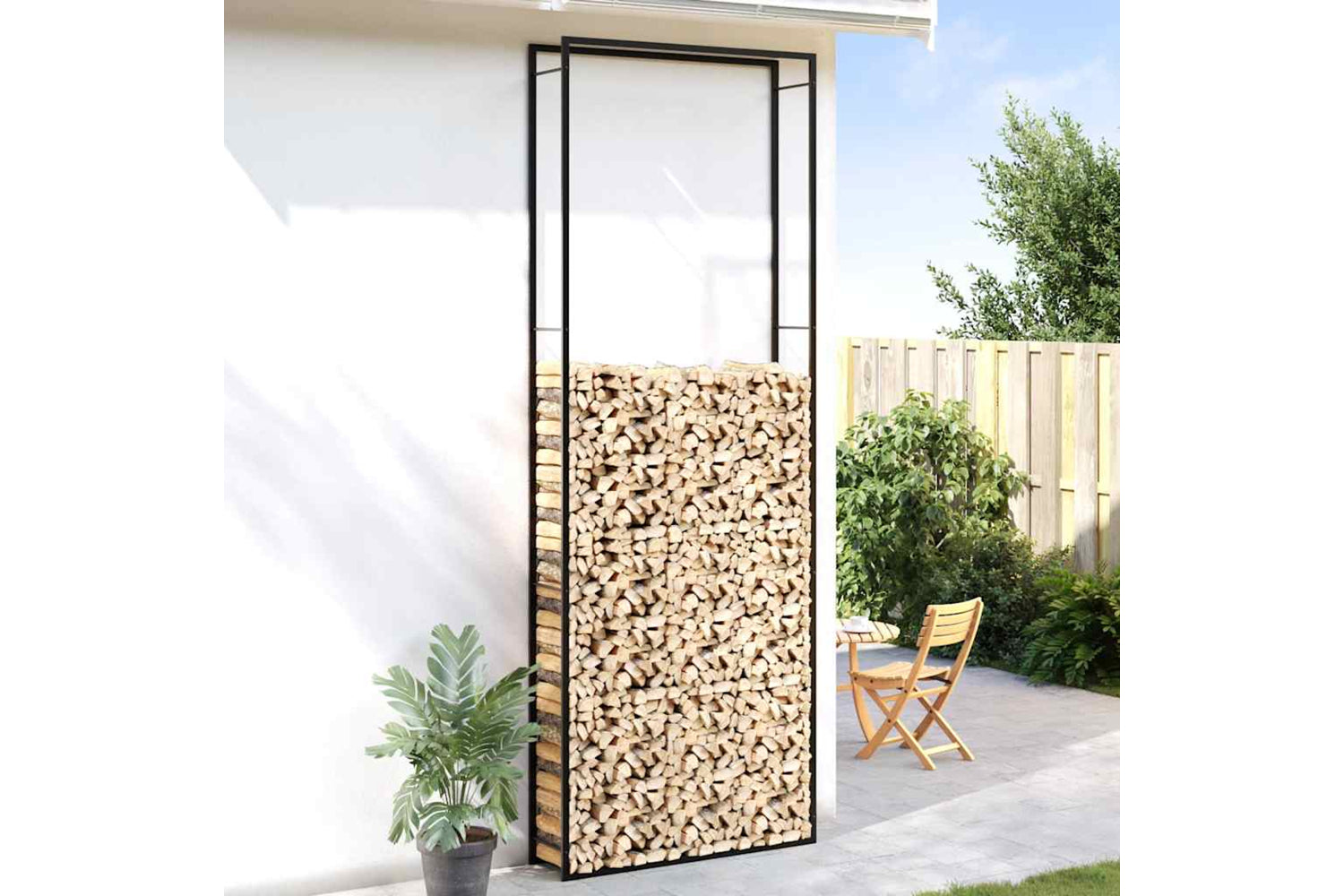 vidaXL 350312 Firewood Rack Matt Black 110x28x312cm Steel-2