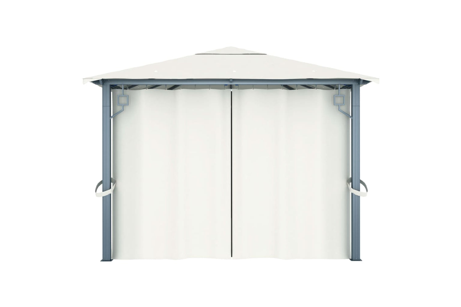 Vidaxl 3070335 Gazebo With Curtain&led String Lights 4x3 M Cream Aluminium-8