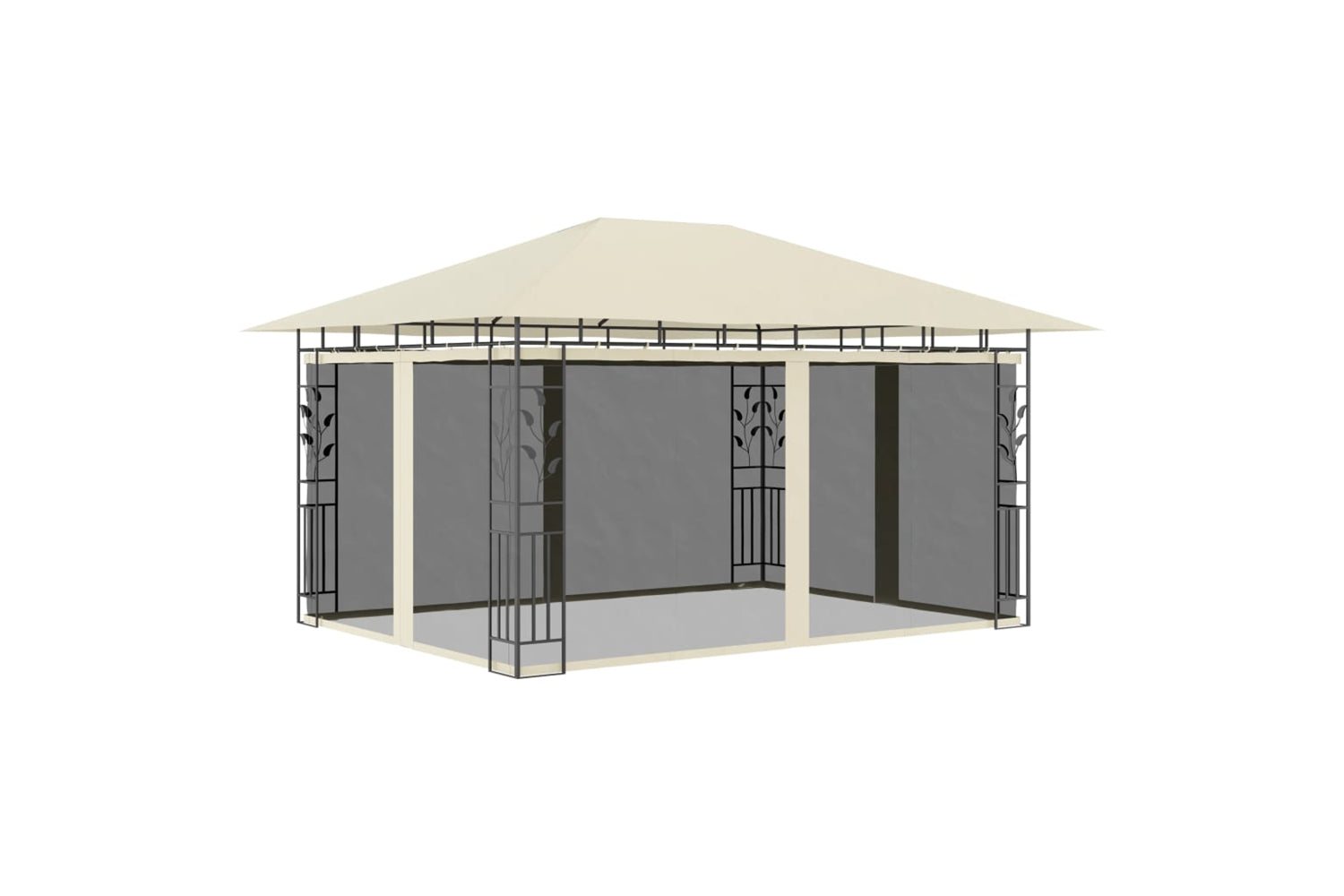 Vidaxl 3070315 Gazebo With Mosquito Net&led String Lights 4x3x2.73 M Cream-2