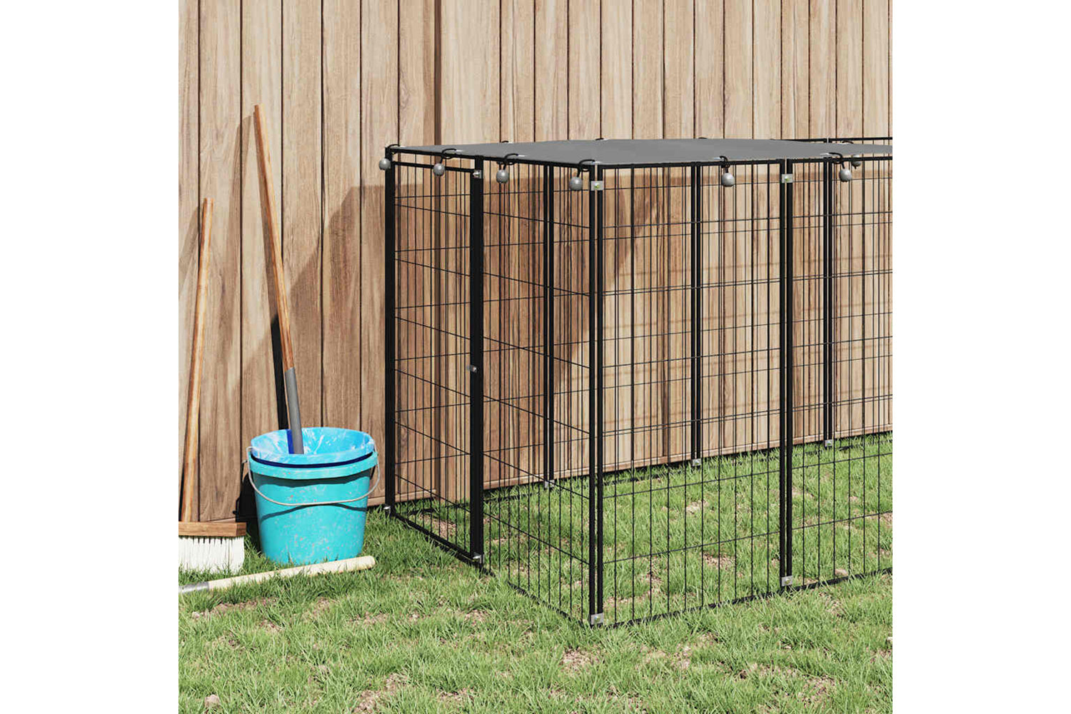 Vidaxl Dog Kennel Black 330x110x110 Cm Steel-2