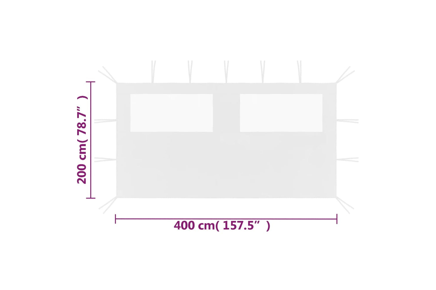 Vidaxl 3070424 Gazebo Sidewall With Windows 4x2 M White-4