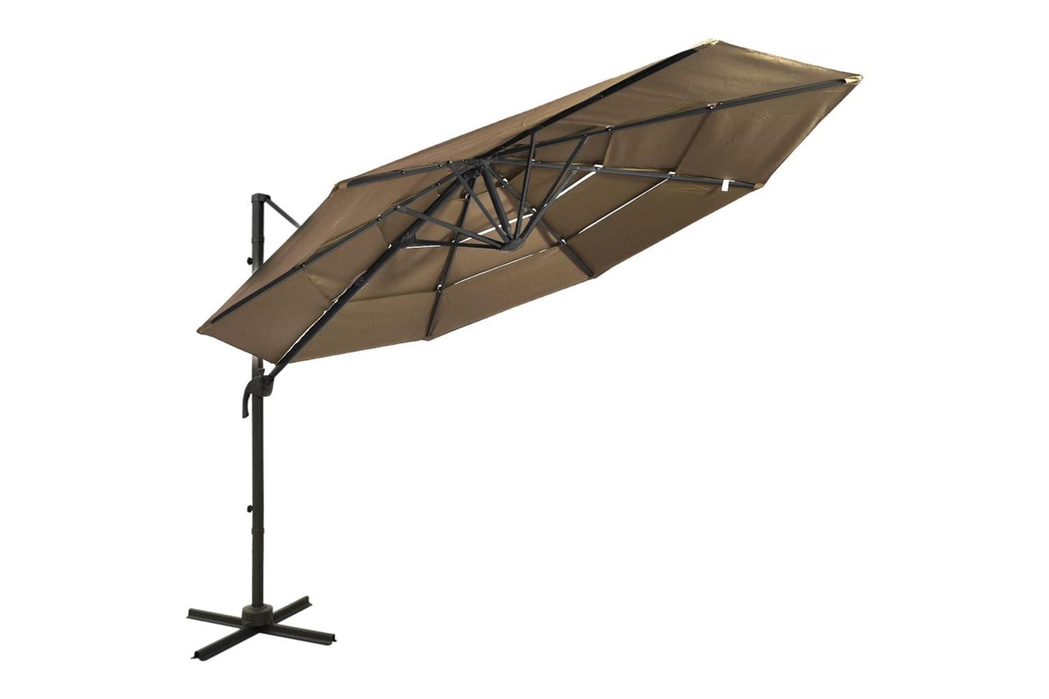Vidaxl 313831 4-tier Parasol With Aluminium Pole Taupe 3x3 M