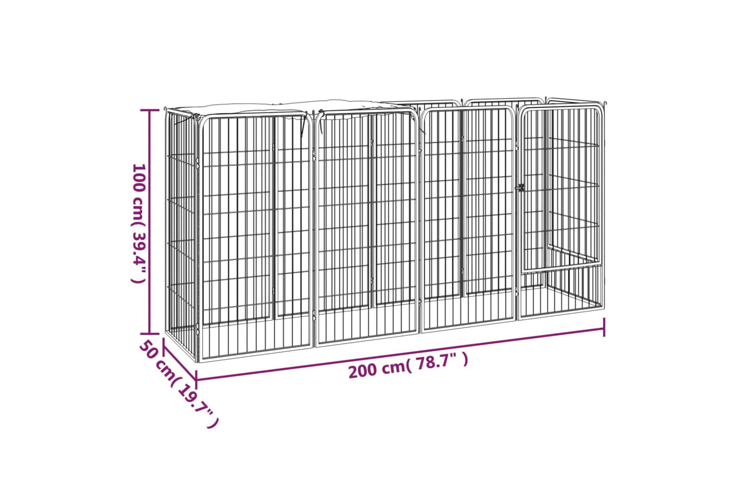 vidaXL 3115948 10-panel Dog Playpen Black 50x100cm Powder-coated Steel-6