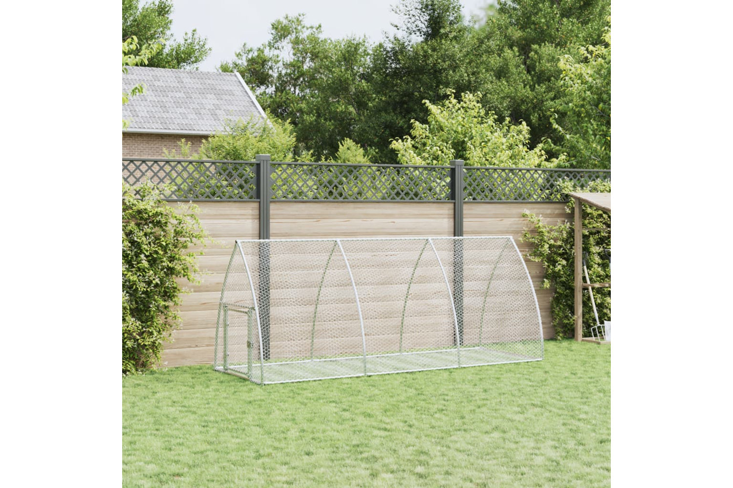 vidaXL 3281528 Rabbit Cage Silver 300x105x120cm Galvanised Steel-2