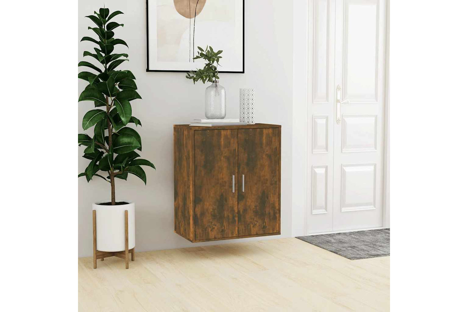 vidaXL 816008 Shoe Cabinet Smoked Oak 60x35x70cm Engineered Wood-2