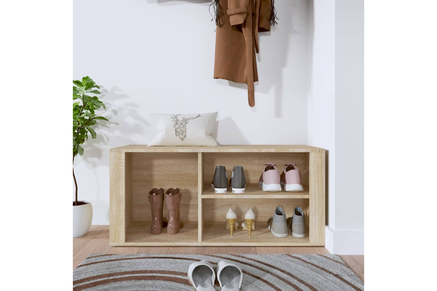 vidaXL 816923 Shoe Cabinet Sonoma Oak 100x35x45cm Engineered Wood-2