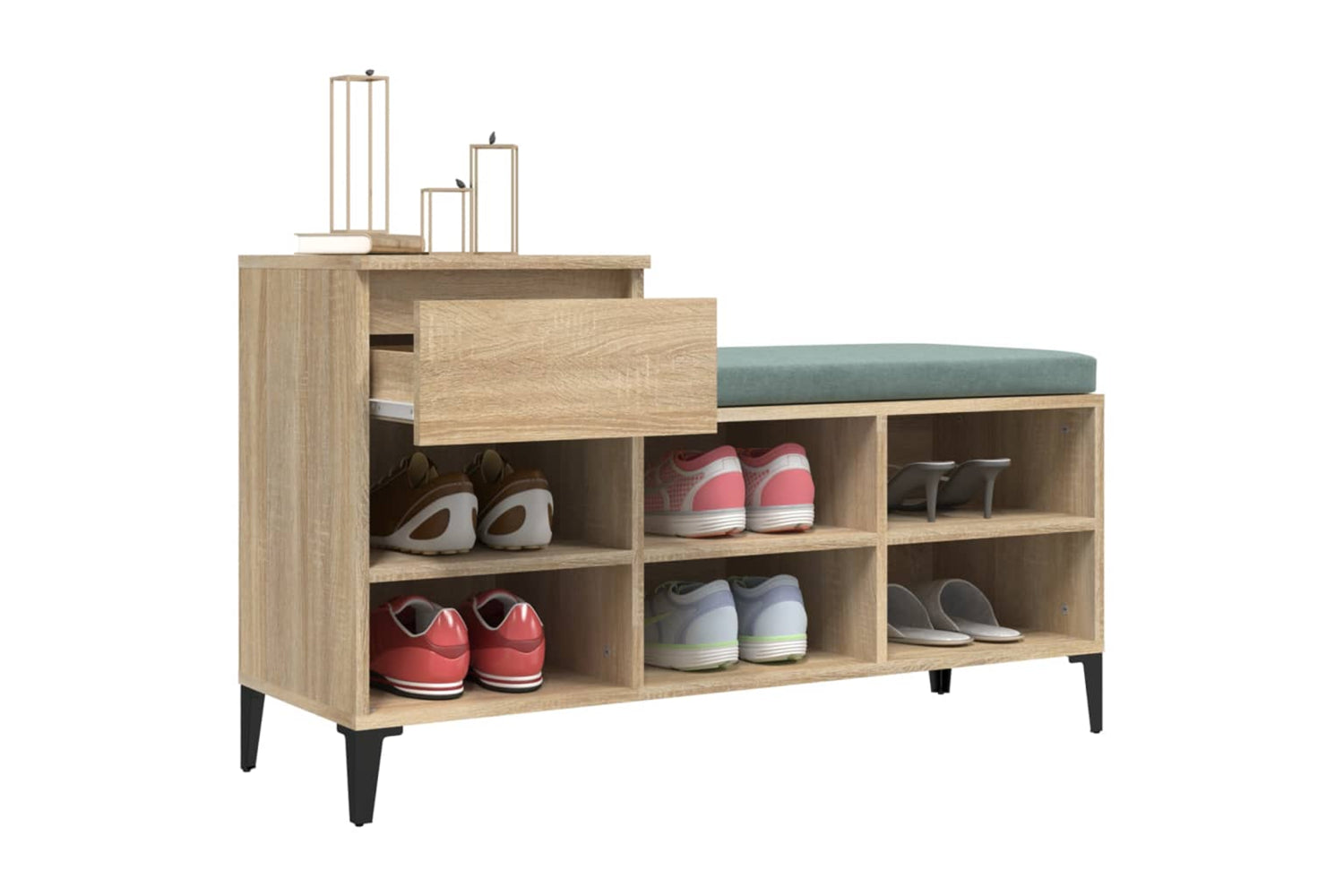 vidaXL 821215 Shoe Cabinet Sonoma Oak 102x36x60cm Engineered Wood-4