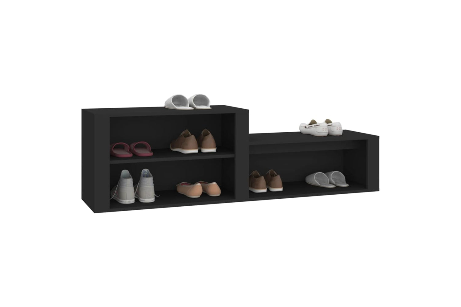 vidaXL 816913 Shoe Cabinet Black 150x35x45cm Engineered Wood-3