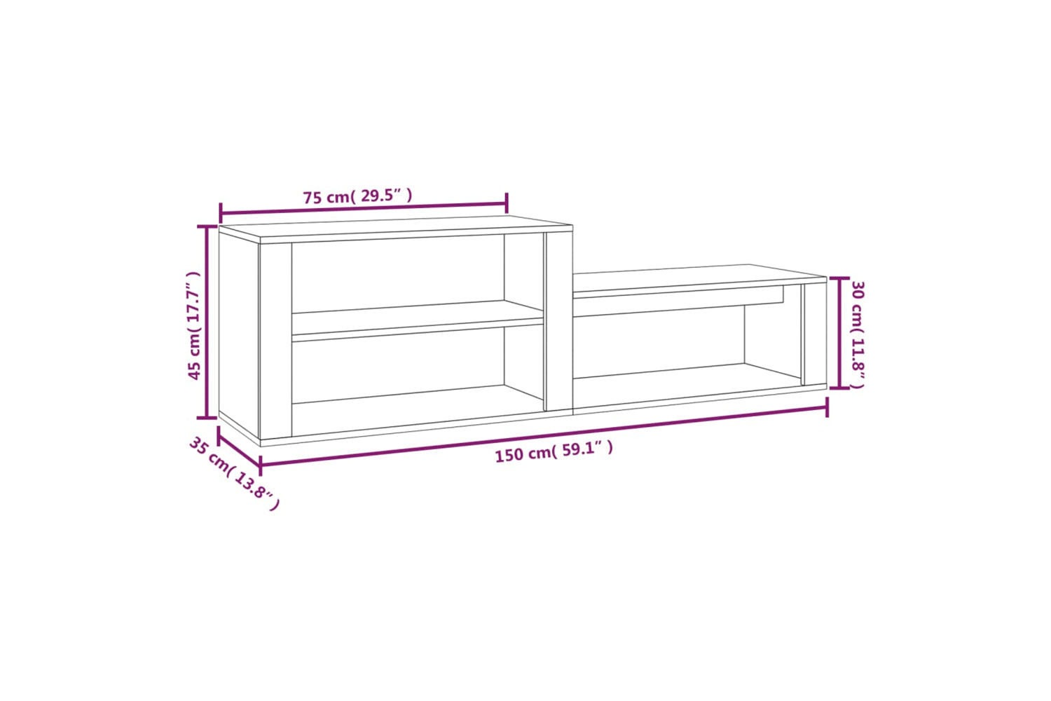 vidaXL 816913 Shoe Cabinet Black 150x35x45cm Engineered Wood-8