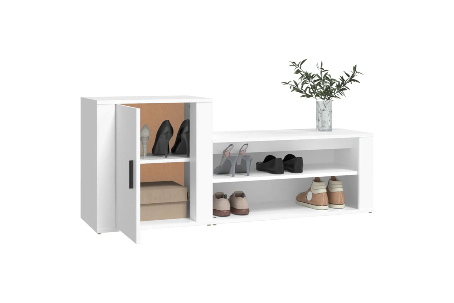 vidaXL 816744 Shoe Cabinet White 130x35x54cm Engineered Wood-3