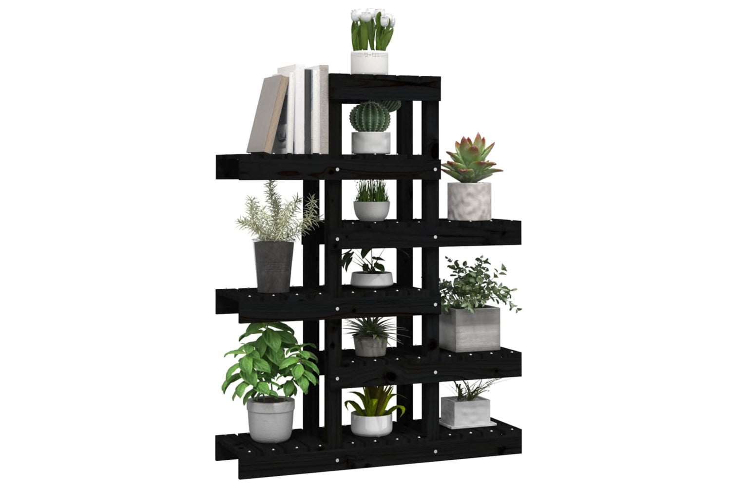 vidaXL 822091 Plant Stand Black 85x25x109.5cm Solid Wood Pine-3