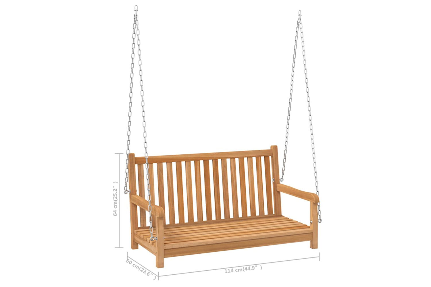 vidaXL 316628 Swing Bench Solid Teak Wood 114x60x64cm-7