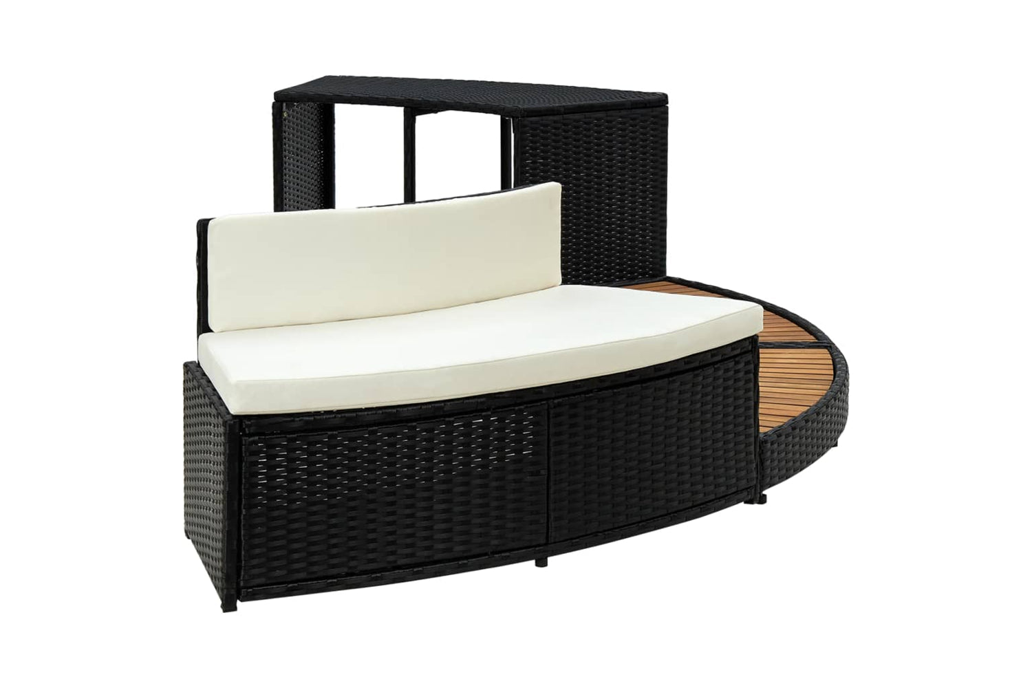 Vidaxl 316651 Spa Surround Black Poly Rattan And Solid Acacia Wood-3