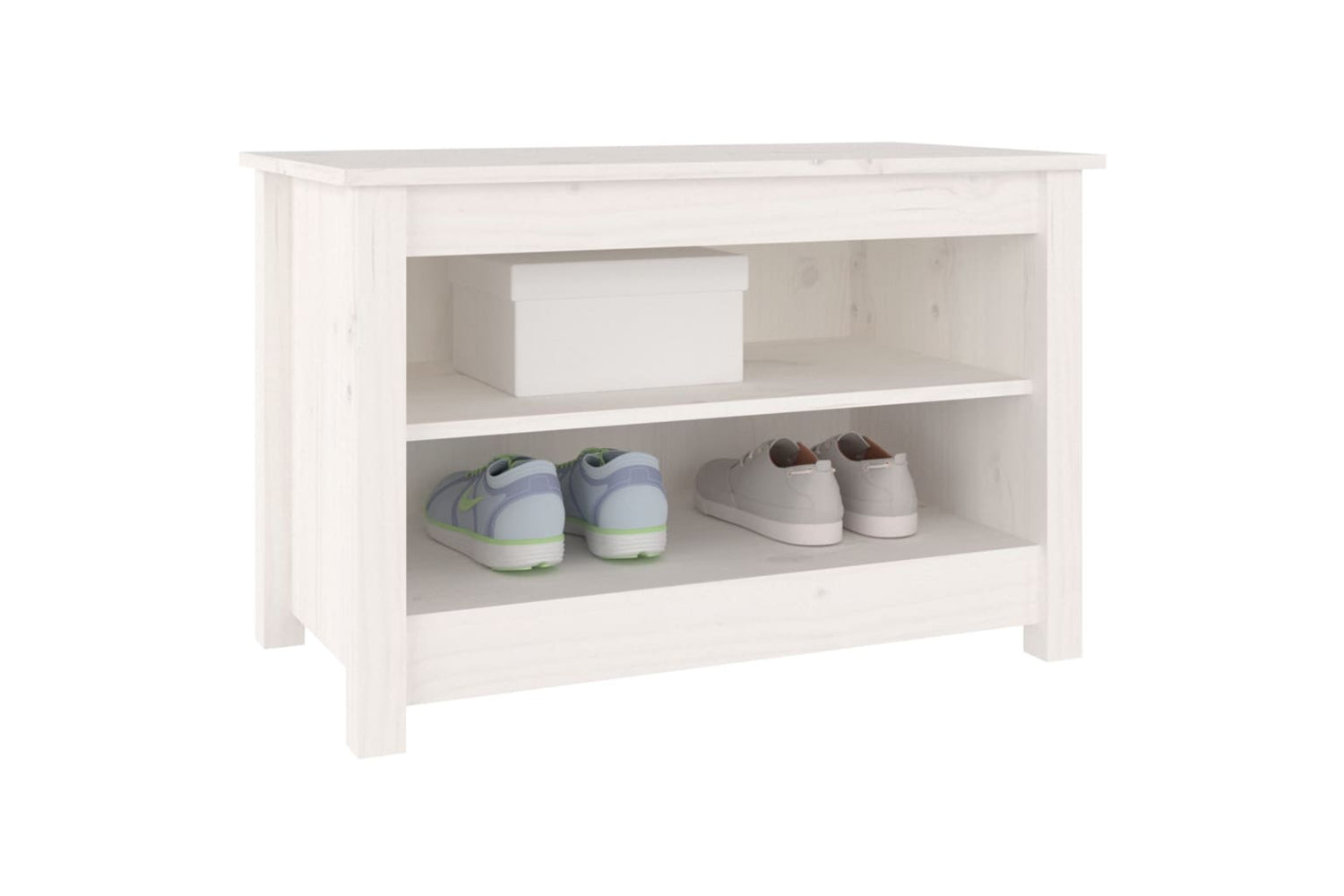 vidaXL 813770 Shoe Bench White 70x38x45.5cm Solid Wood Pine-4