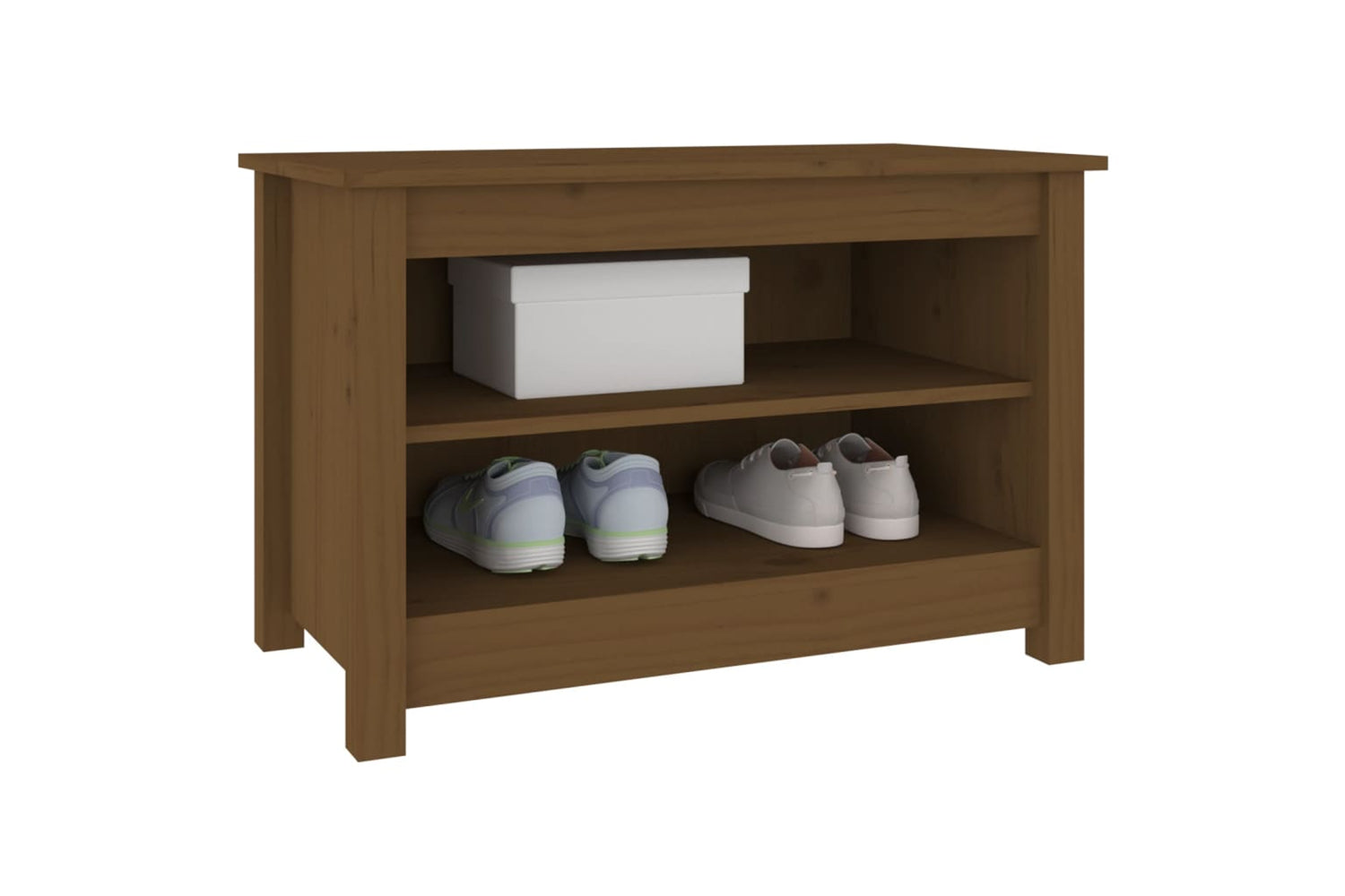 vidaXL 813772 Shoe Bench Honey Brown 70x38x45.5cm Solid Wood Pine-4