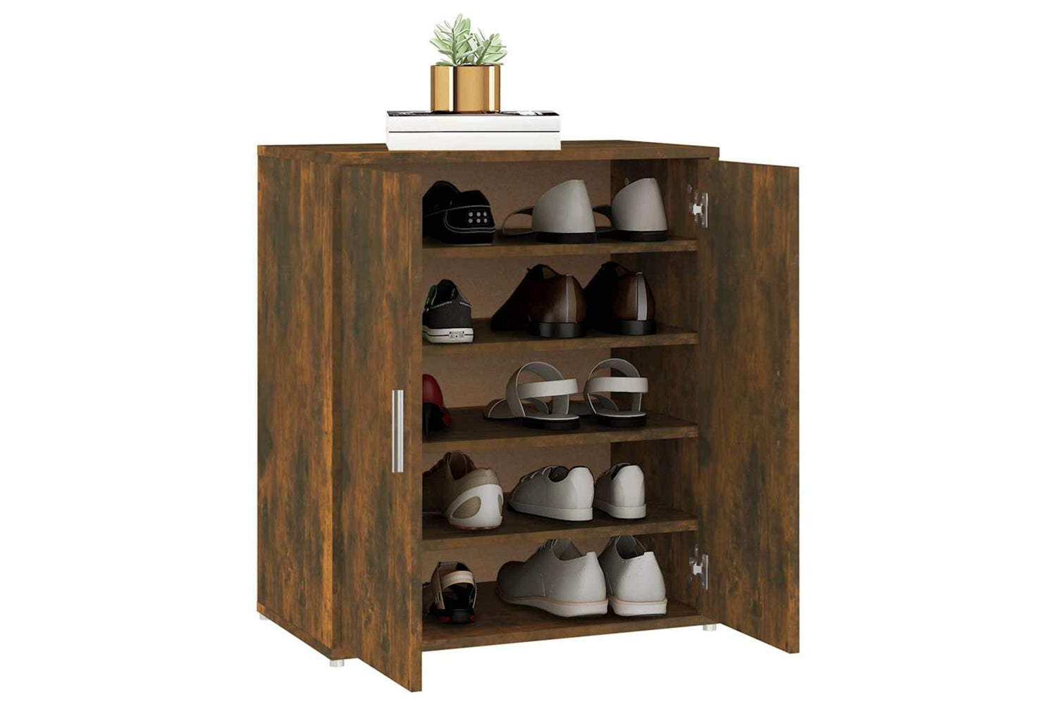 vidaXL 816008 Shoe Cabinet Smoked Oak 60x35x70cm Engineered Wood-8
