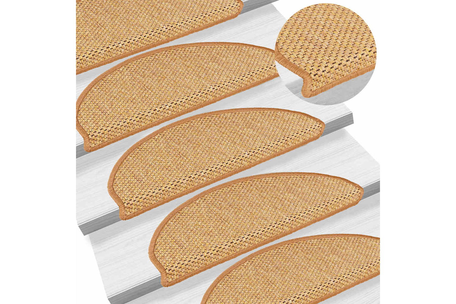vidaXL 326877 Stair Mats Self-adhesive Sisal-look 15 Pcs 65x21x4cm Orange-6