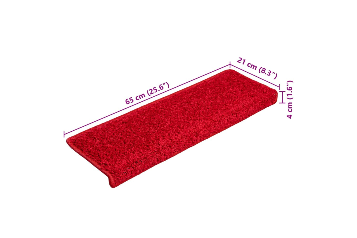vidaXL Stair Mats 10 Pcs 65x21x4cm Red-8