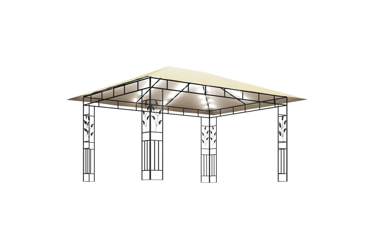 Vidaxl 3070315 Gazebo With Mosquito Net&led String Lights 4x3x2.73 M Cream-3