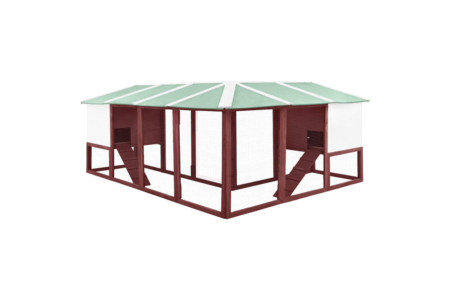 Vidaxl 170874 Outdoor Rabbit Hutch With Run Mocca And White Solid Fir Wood-4