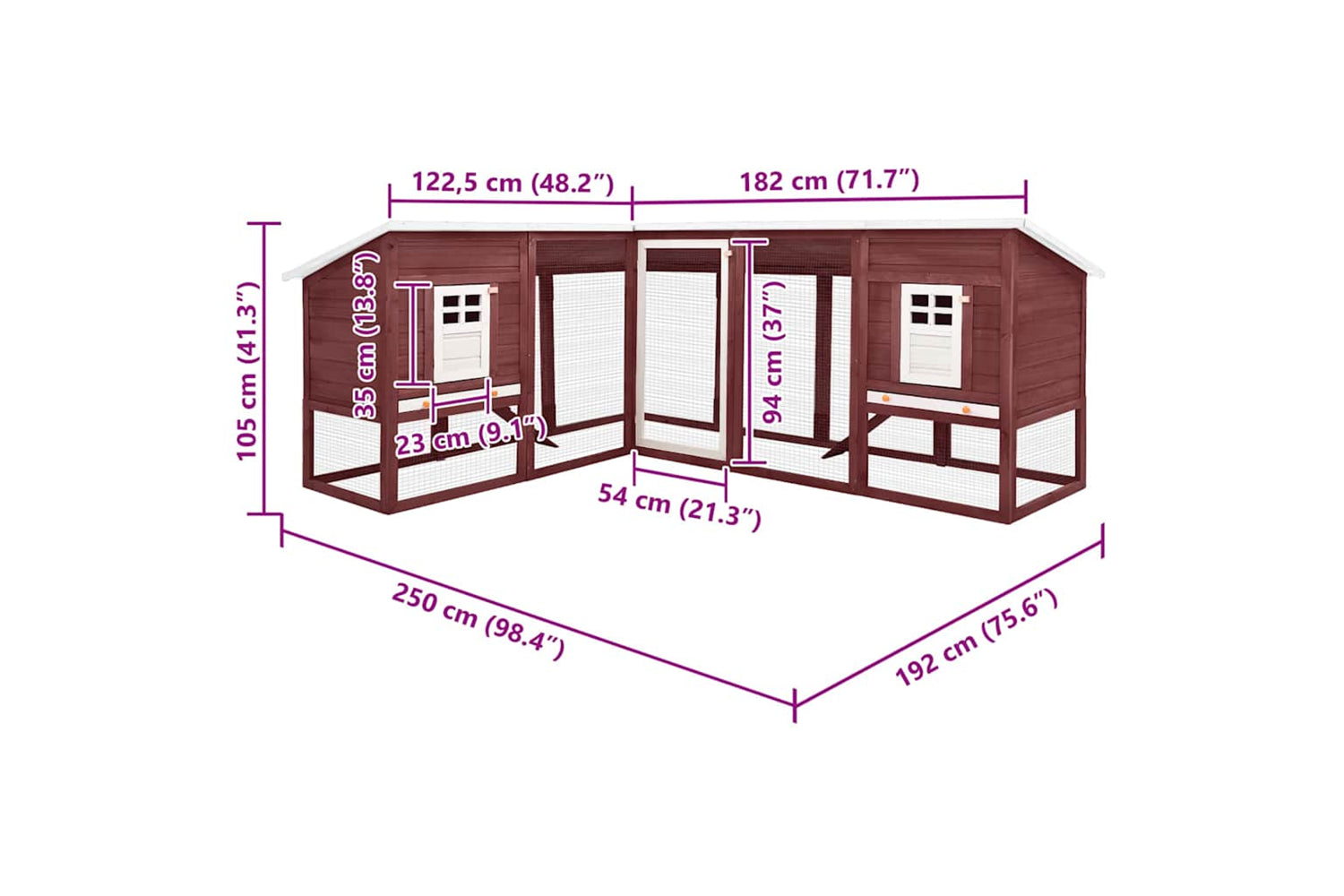 Vidaxl 170874 Outdoor Rabbit Hutch With Run Mocca And White Solid Fir Wood-9