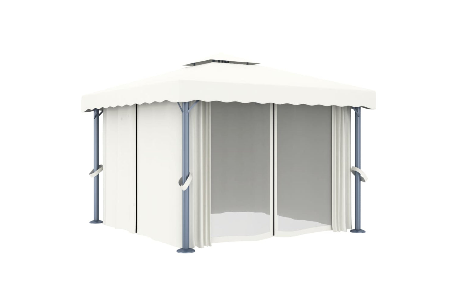 Vidaxl 3053377 Gazebo With Curtain 3x3 M Cream White Aluminium-2